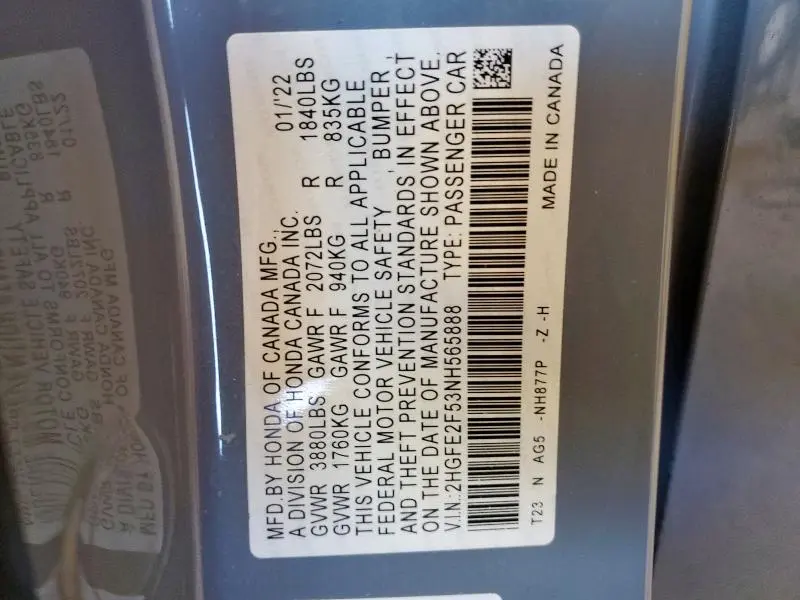 2022 HONDA CIVIC SPORT  