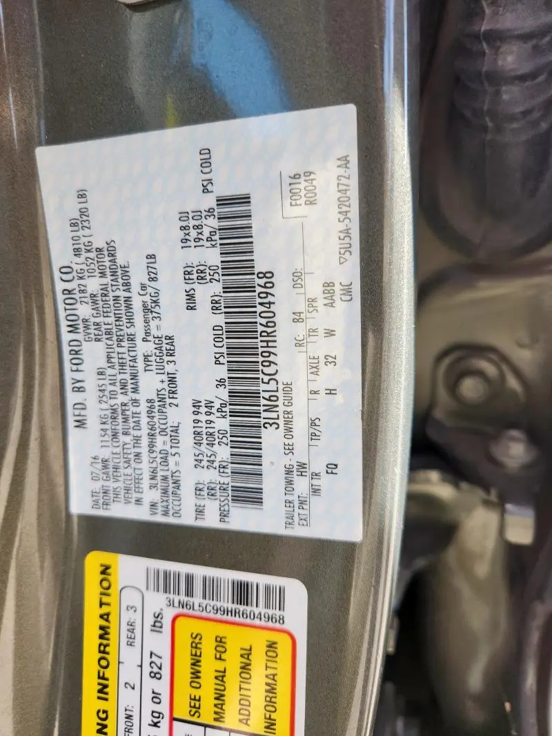 2017 LINCOLN MKZ SELECT