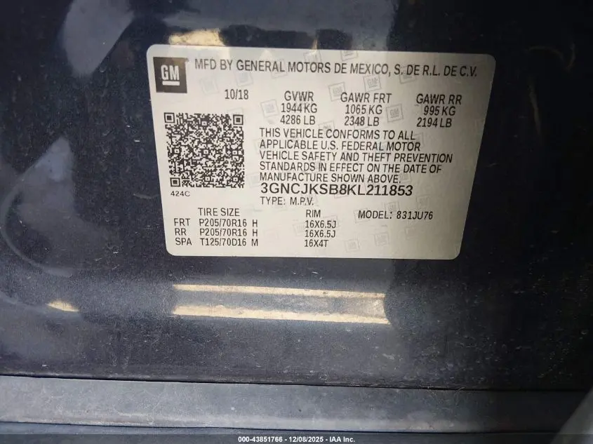 2019 CHEVROLET TRAX LS