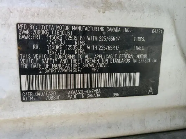 2021 TOYOTA RAV4 XLE