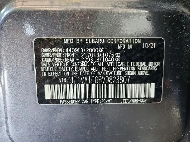 2021 SUBARU WRX PREMIUM  