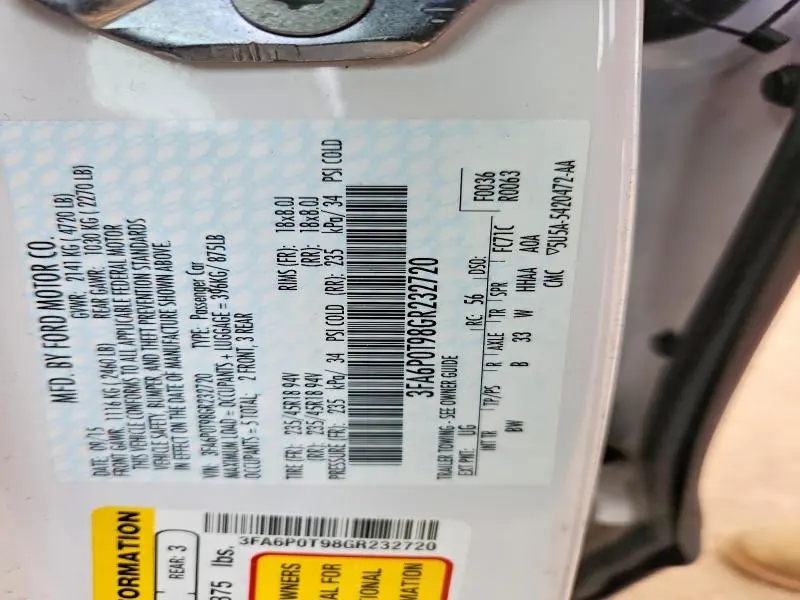 2016 FORD FUSION SE  