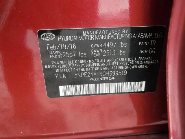 2016 HYUNDAI SONATA SE  