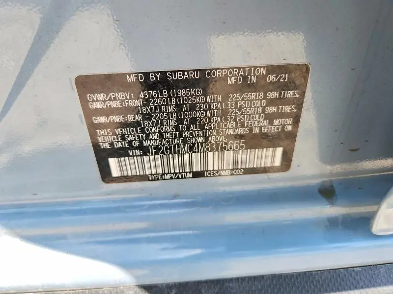 2021 SUBARU CROSSTREK LIMITED  