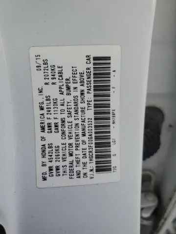 2016 HONDA ACCORD EXL  
