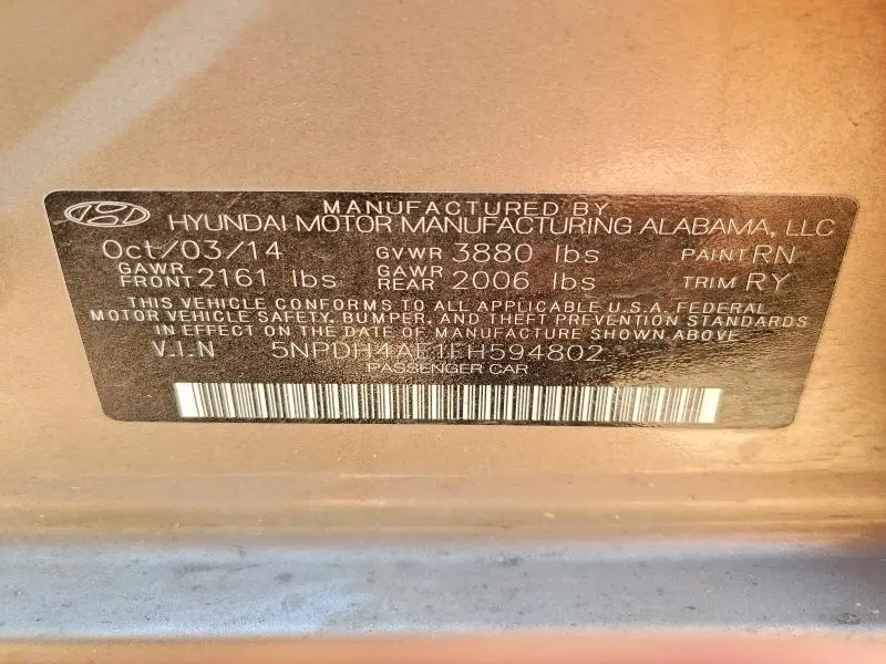 2015 HYUNDAI ELANTRA LIMITED  