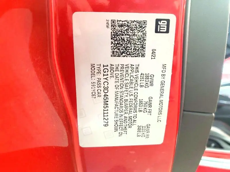 2021 CHEVROLET CORVETTE STINGRAY 3LT  