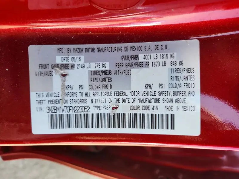 2015 MAZDA 3 GRAND TOURING  