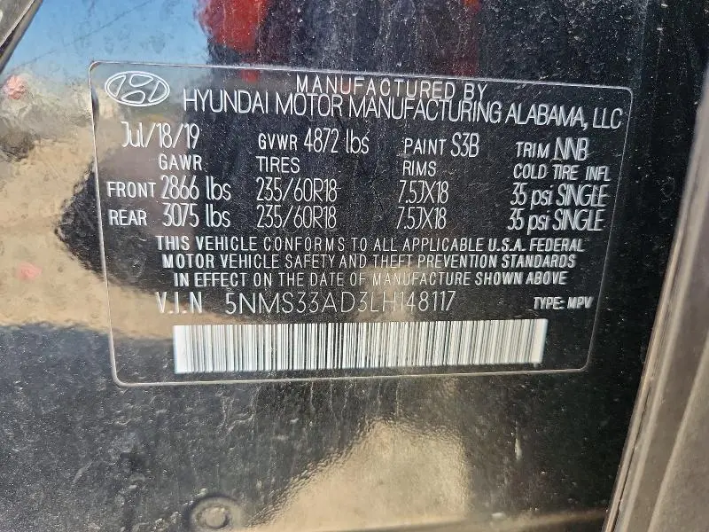 2020 HYUNDAI SANTA FE SEL  