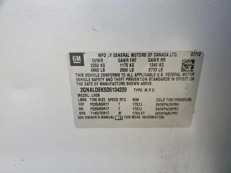 2013 CHEVROLET EQUINOX LT  