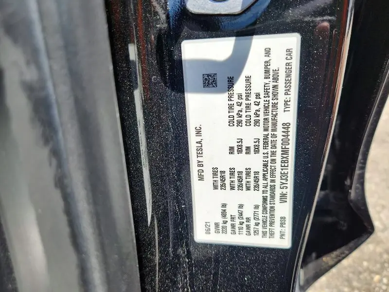 2021 TESLA MODEL 3   