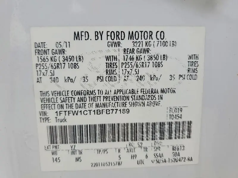 2011 FORD F150   