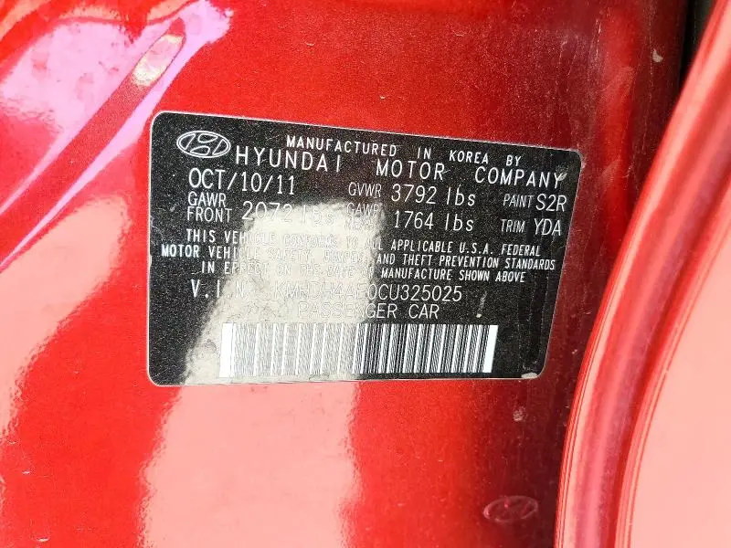 2012 HYUNDAI ELANTRA LIMITED  