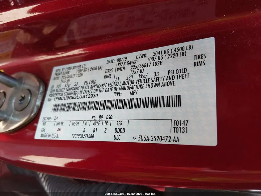 2020 FORD ESCAPE SE