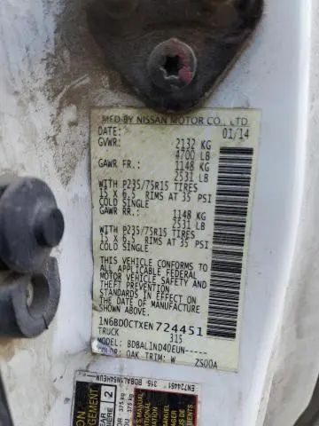 2014 NISSAN FRONTIER S  