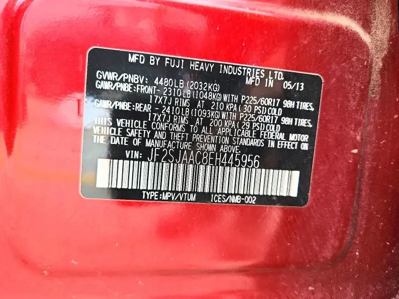 2014 SUBARU FORESTER 2.5I  