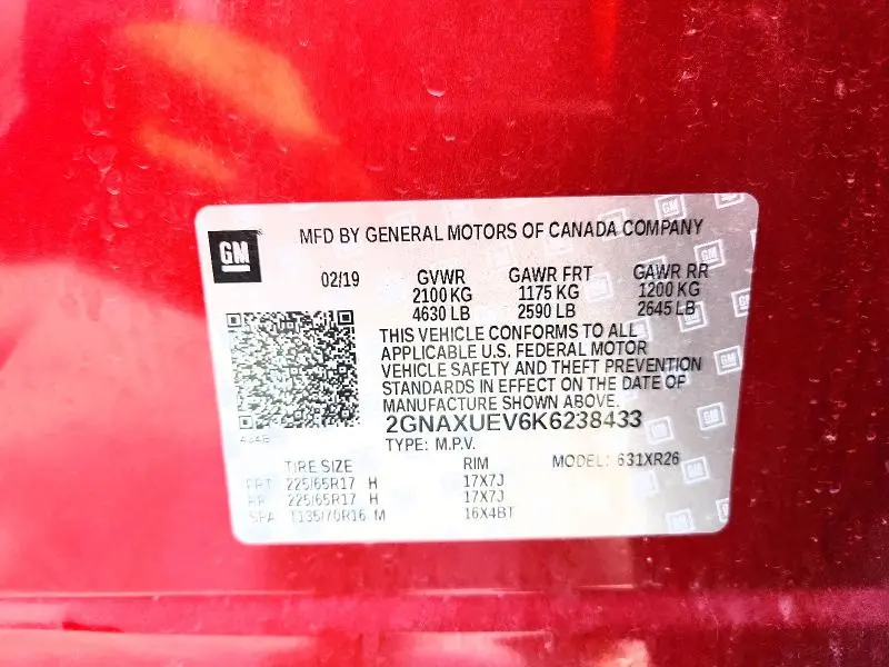 2019 CHEVROLET EQUINOX LT  