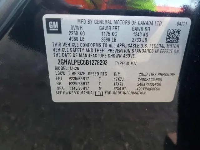 2011 CHEVROLET EQUINOX LT  