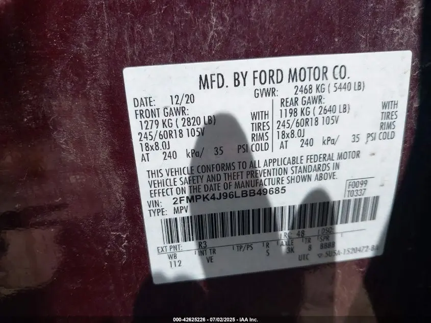 2020 FORD EDGE SEL
