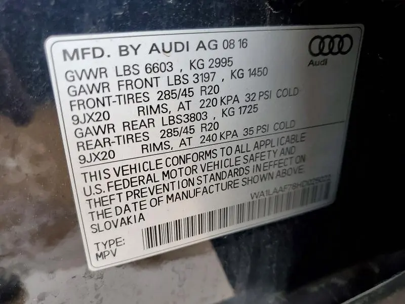 2017 AUDI Q7 PREMIUM PLUS  