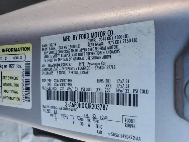 2018 FORD FUSION SE