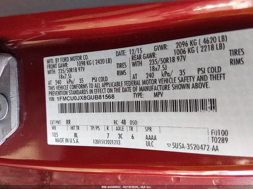 2016 FORD ESCAPE TITANIUM