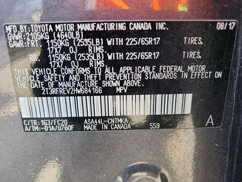 2017 TOYOTA RAV4 XLE  