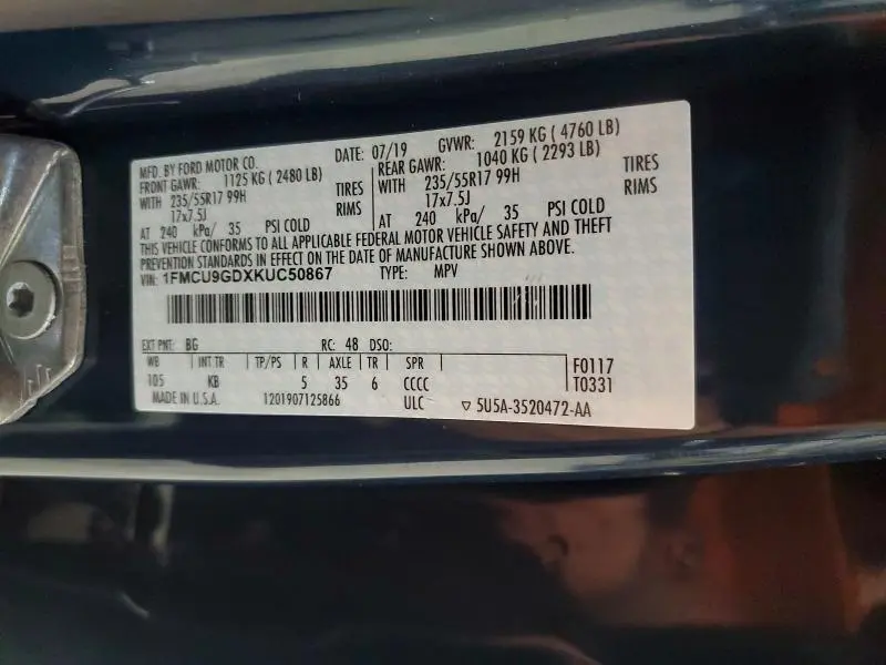 2019 FORD ESCAPE SE  