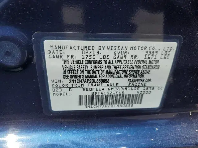 2013 NISSAN VERSA S  