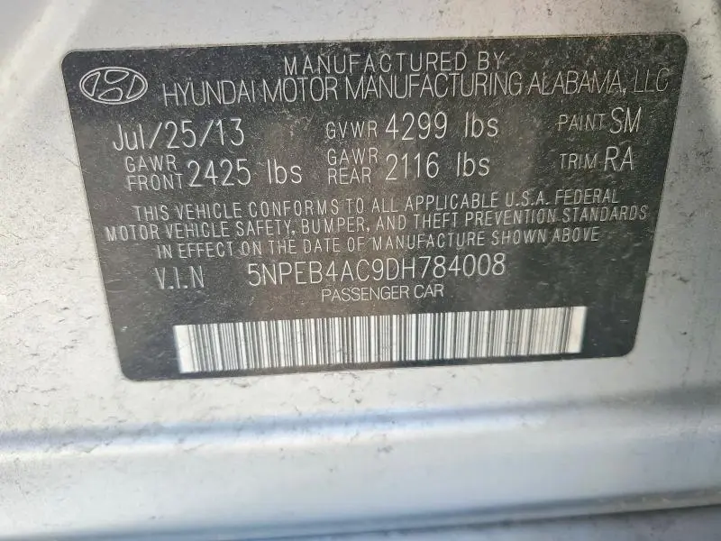 2013 HYUNDAI SONATA GLS  