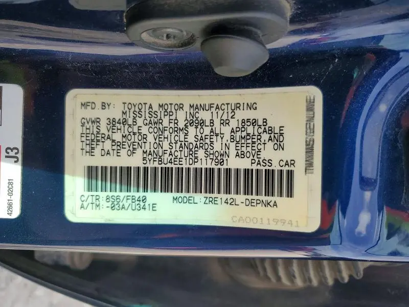 2013 TOYOTA COROLLA LE  