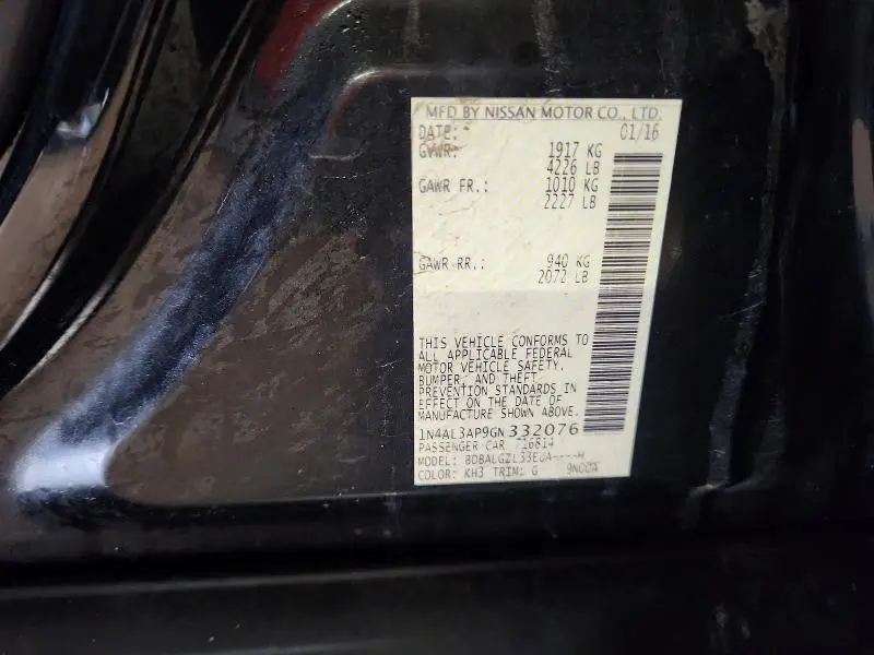 2016 NISSAN ALTIMA 2.5 S  