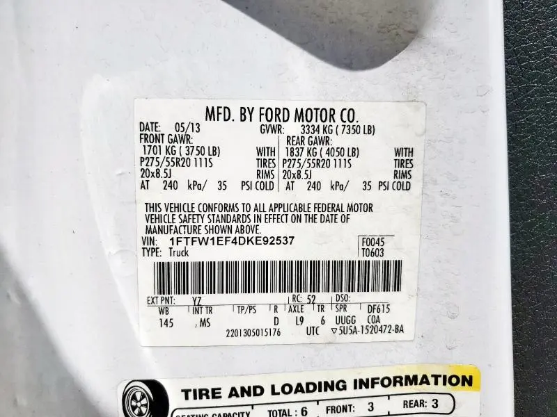 2013 FORD F150 SUPERCREW  
