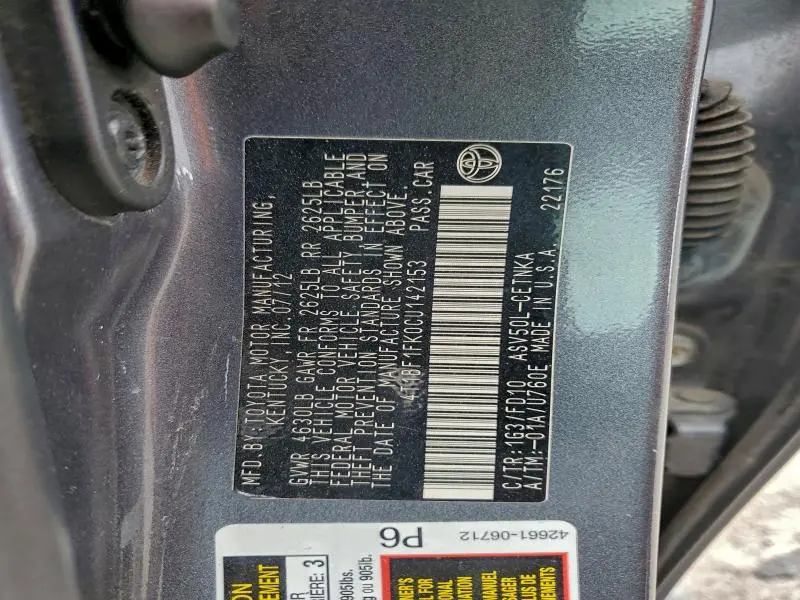 2012 TOYOTA CAMRY BASE  