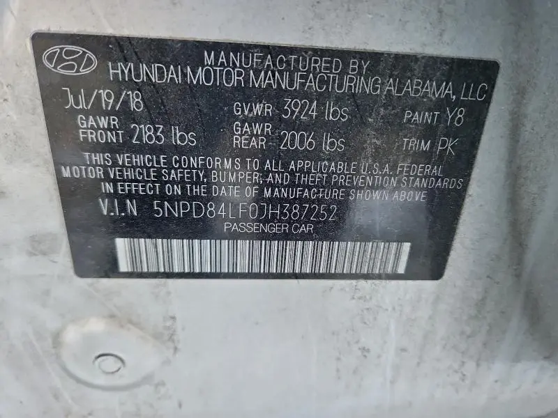 2018 HYUNDAI ELANTRA SEL  