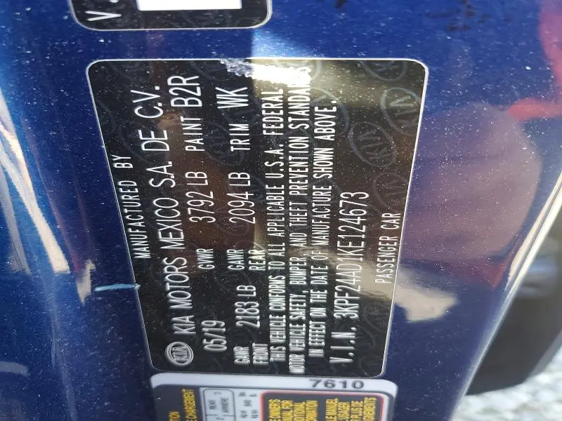 2019 KIA FORTE LXS  