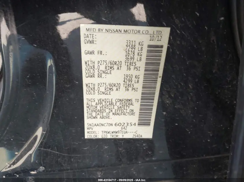 2013 NISSAN ARMADA PLATINUM