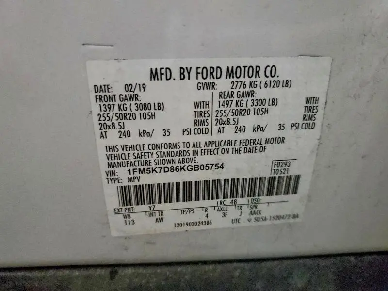 2019 FORD EXPLORER XLT  