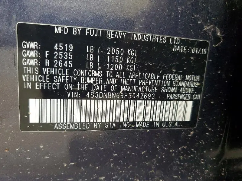 2015 SUBARU LEGACY 2.5I LIMITED  