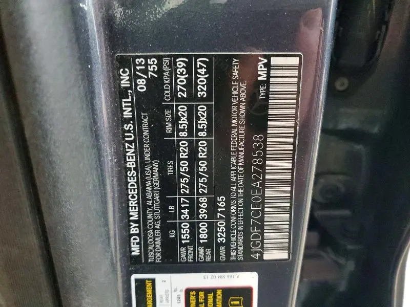 2014 MERCEDES-BENZ GL 450 4MATIC  
