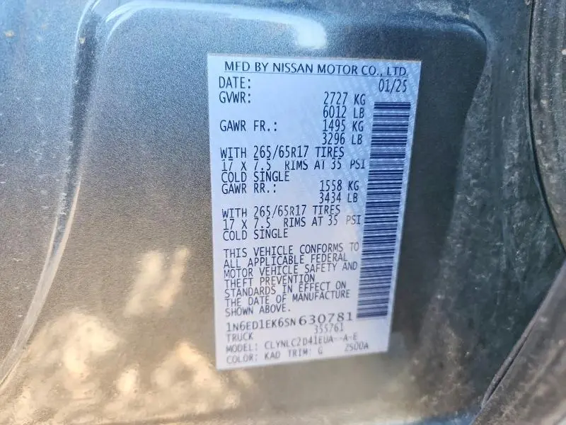 2025 NISSAN FRONTIER SV  