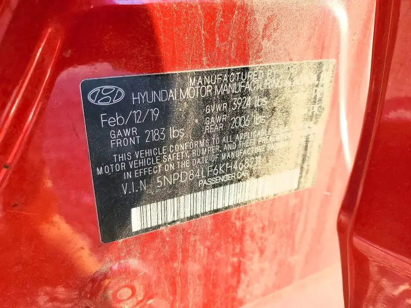 2019 HYUNDAI ELANTRA SEL  