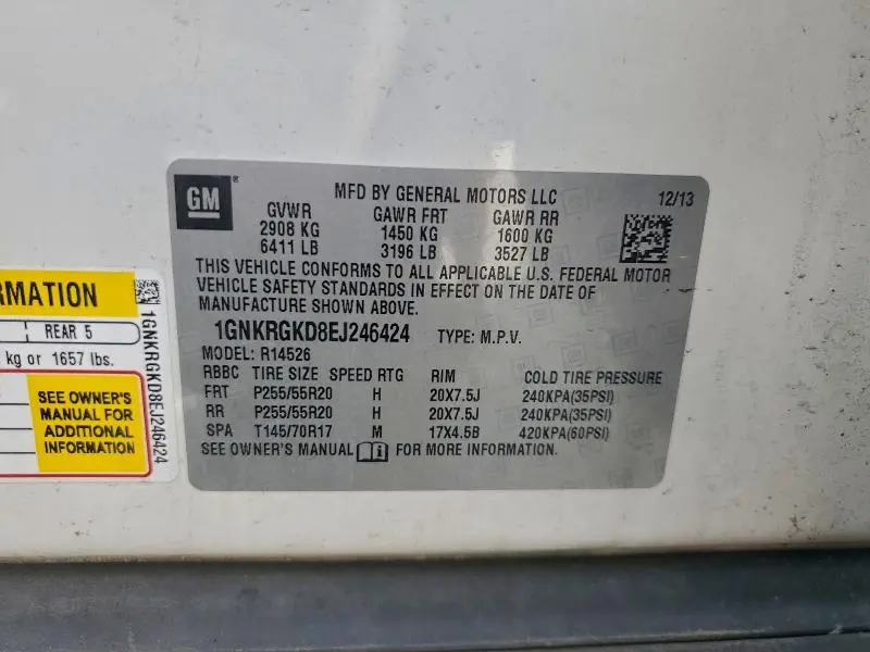 2014 CHEVROLET TRAVERSE LT  