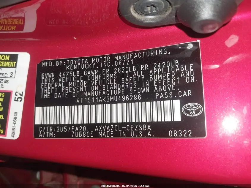 2021 TOYOTA CAMRY SE