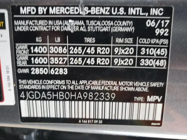 2017 MERCEDES-BENZ GLE 350 4MATIC  