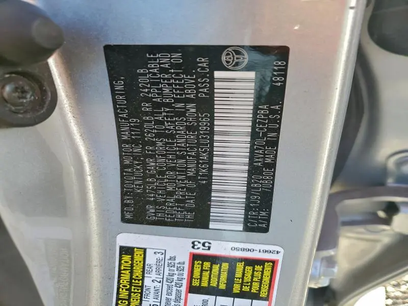 2020 TOYOTA CAMRY XSE  