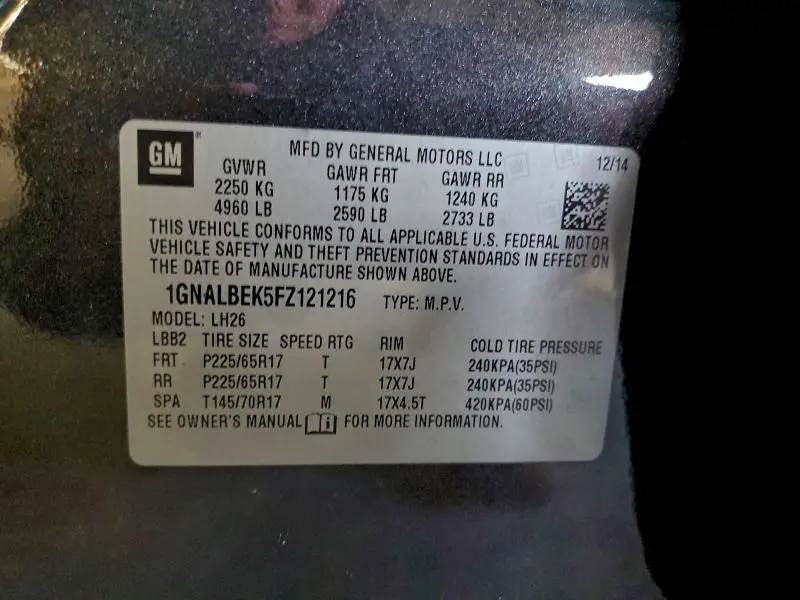 2015 CHEVROLET EQUINOX LT  