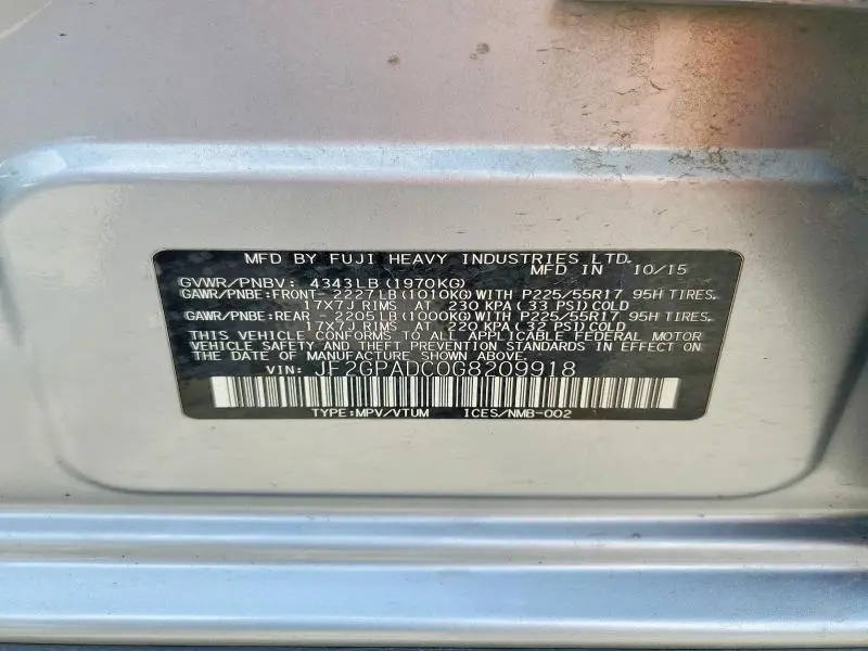 2016 SUBARU CROSSTREK PREMIUM  