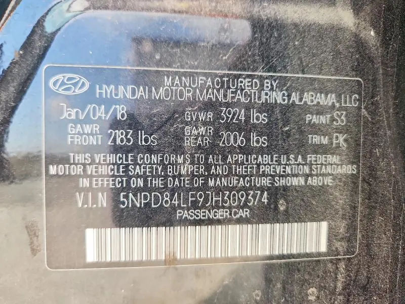 2018 HYUNDAI ELANTRA SEL  
