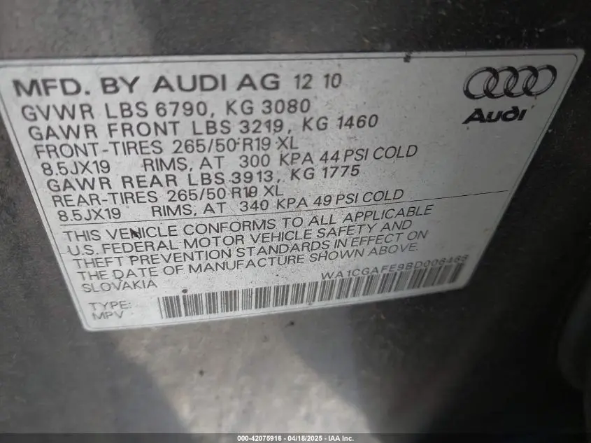 2011 AUDI Q7 3.0T PREMIUM